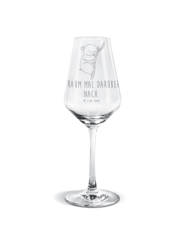 Mr. & Mrs. Panda Weißwein Glas Koalabär mit Spruch in Transparent