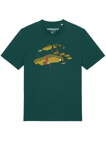 wat? Apparel T-Shirt Gnome Footprint in Dunkelgrün