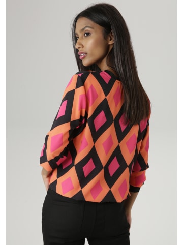 Aniston SELECTED Shirtbluse in schwarz-orange-pink