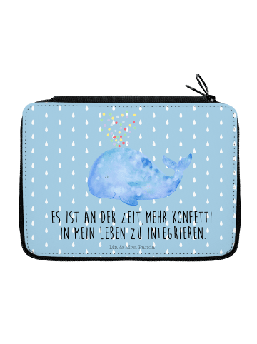 Mr. & Mrs. Panda Federmäppchen Wal Konfetti mit Spruch in Blau Pastell