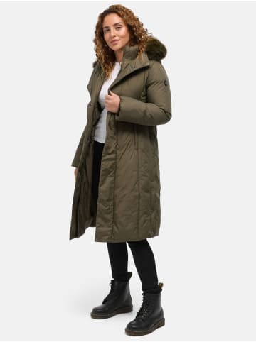 Wintermantel "F807" - mit Kapuze - in Khaki