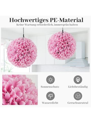 COSTWAY 2er Buchsbaumkugel 28 cm in Rosa