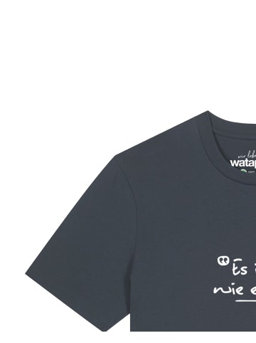 wat? Apparel T-Shirt Es ist wie es ist in India Ink Grey