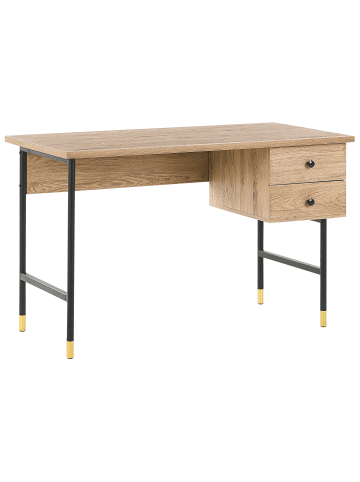 Beliani Schreibtisch ABILEN in Braun/Schwarz/Gold - (W) 120 x (H) 77 x (L) 60 cm