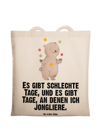 Tasche Bär Jonglieren mit Spruch in Creme
