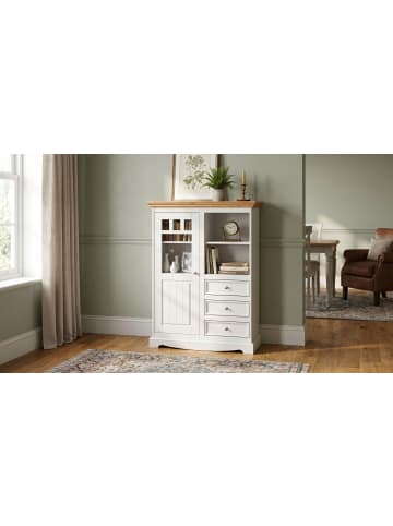 Feldmann-Wohnen Vitrine Belluno Elegante Kiefer Natur / Kiefer weiß lackiert 89 / 44 / 130cm
