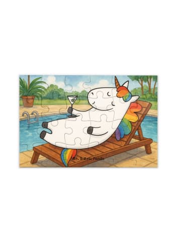 Mr. & Mrs. Panda Puzzle Einhorn Blümchentail Design ohne Spruch in Weiß