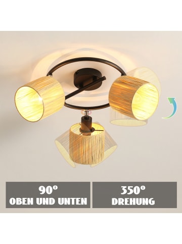 ZMH Deckenleuchte in Schwarz 3-flammige E14 Papier rund 350°Schwenkbar Deckenspots