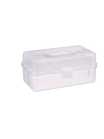 relaxdays Aufbewahrungsbox in Transparent/ Weiß - (B)33 x (H)14,5 x(T)19 cm