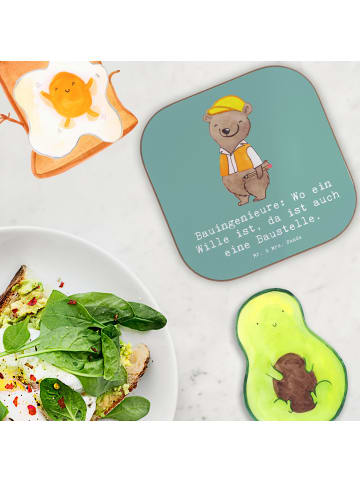 Mr. & Mrs. Panda Tassenuntersetzer Bauingenieur Wille mit Spruch in Meeresbrise