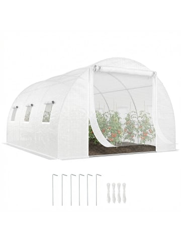 Outsunny Foliengewächshaus,396L x 300B x 200H cm,Weiß
