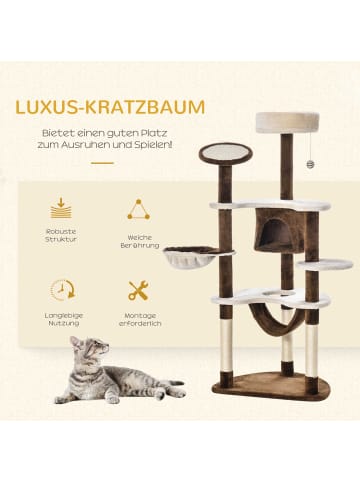 Pawhut Kratzbaum creme-kaffeebraun 65L x 50B x 153H cm