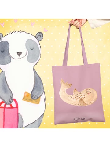 Mr. & Mrs. Panda Schultertasche Robbe Liegen ohne Spruch in Rosa Pastell