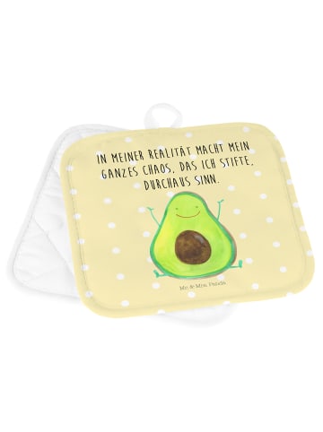 Mr. & Mrs. Panda Topfhandschuhe Avocado Glücklich mit Spruch in Gelb Pastell