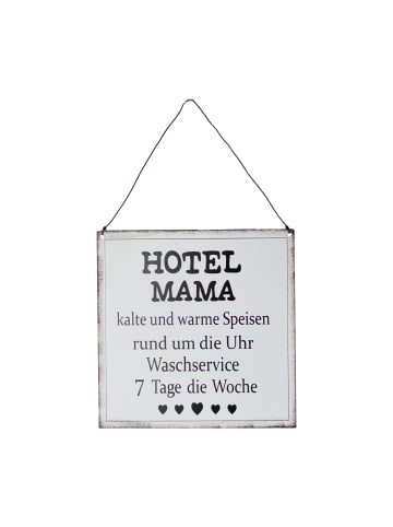 UNUS Metallschild Hotel Mama in Weiß