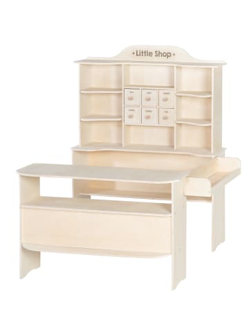 roba Großer Kaufladen aus Holz natur mit 6 Schubladen, Theke & Seitentheke