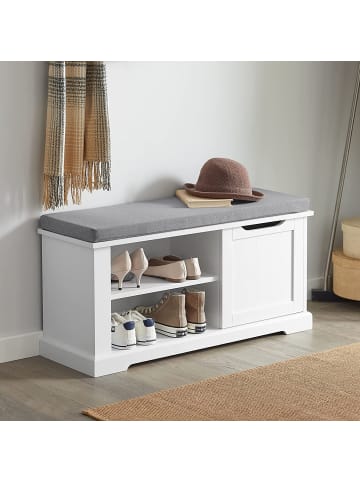 SoBuy Schuhbank in Weiß und Hellgrau - (B)90 x (H)45 x (T)30cm