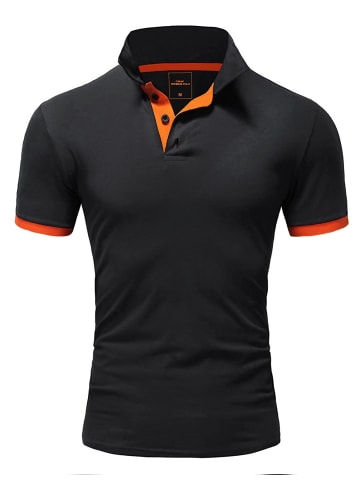 behype Poloshirt ADRIEL in Schwarz-Orange