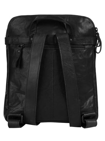 SPIKES & SPARROW Rucksack echt Leder in schwarz