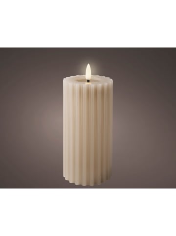 LUMINEO LED Wachskerze 17,3 x 7,5 cm in Hellgrau