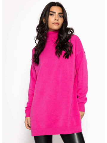 SASSYCLASSY Oversize Rollkragenpullover mit langen Seitenschlitzen in Pink