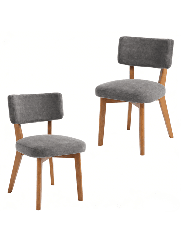 ABRIHOME Esszimmerstühle 2er Set Mid-Century Stil in Grau, 54.5x47x77 cm