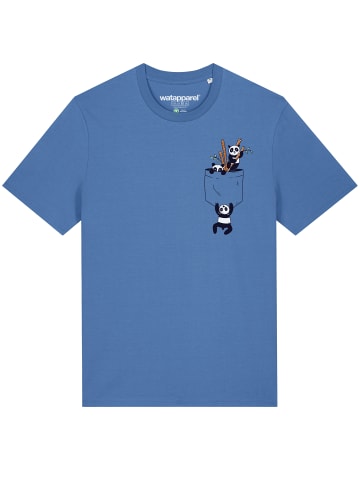 wat? Apparel T-Shirt Pocket Pandas in Bright Blue