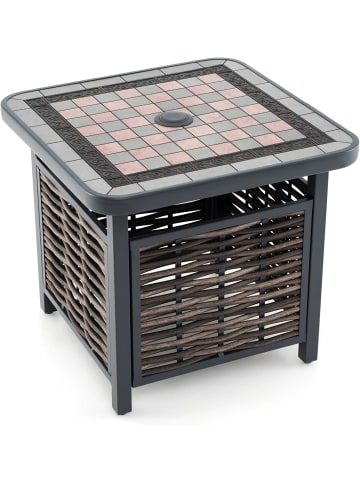 COSTWAY Gartentisch Polyrattan 55x55x50cm in Braun
