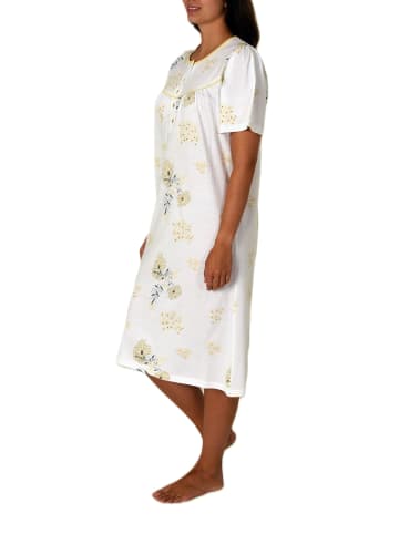 NORMANN kurzarm Nachthemd Design Knopfleiste am Hals - 85450 in vanille