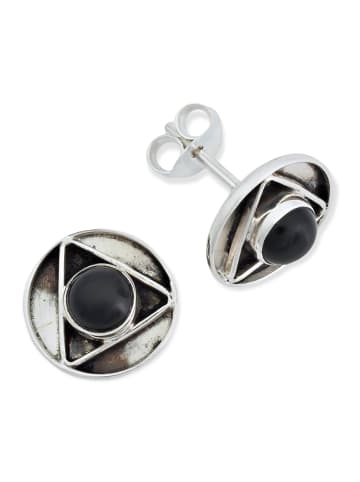 mantraroma 925er Silber - Ohrstecker (L) 12 x (B) 12 mm mit Onyx