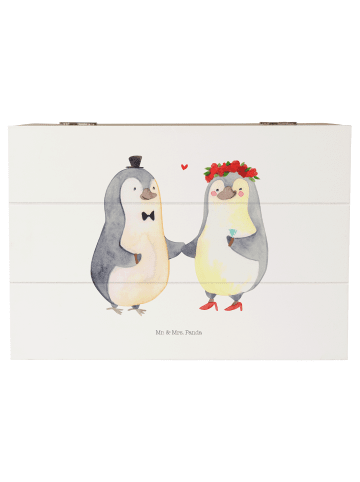 Mr. & Mrs. Panda Schatulle Hochzeit Pinguin ohne Spruch in Weiß