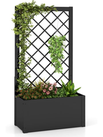 COSTWAY Blumenkasten mit Rankgitter 63 x 31 x 112 cm in Schwarz