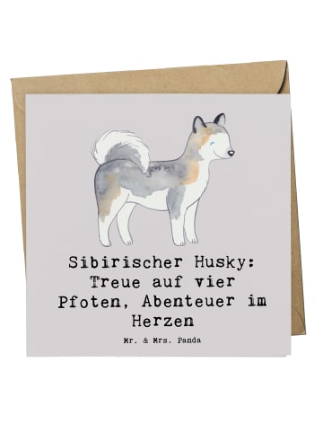Mr. & Mrs. Panda Grußkarte Sibirischer Husky mit Spruch in Grau Pastell