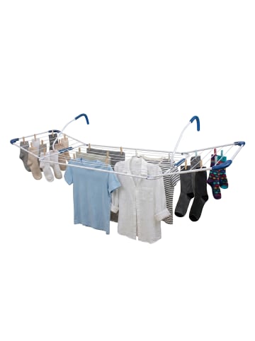 relaxdays Wäscheständer in Weiß/ Blau - (B)175 x (H)29 x (T)55 cm