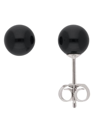 Adeliás 925 Silber Ohrringe / Ohrstecker mit Onyx Ø 6,5 mm in silber