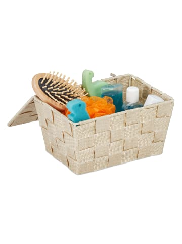 relaxdays 2 x Aufbewahrungskorb in Beige - (B)19,5x (H)10,5 x (T)14,5 cm