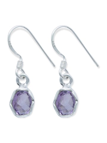 mantraroma 925er Silber - Ohrringe (L) 7 x (B) 27 mm mit Amethyst facettiert