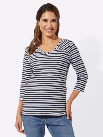 Sieh an! 3/4-Arm-Shirt in schwarz-weiß-bedruckt