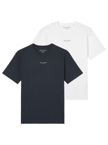 Marc O'Polo T-Shirt 2er Pack in Blau/Weiß