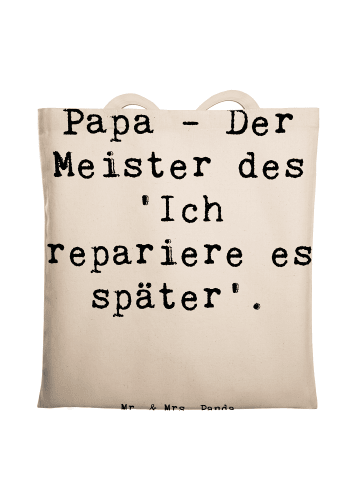 Mr. & Mrs. Panda Tragetasche Papa Meister mit Spruch in Creme