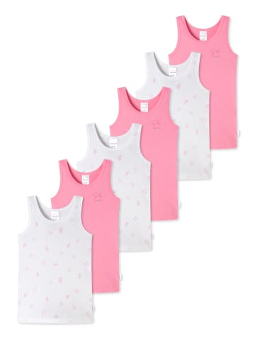 Schiesser Unterhemd / Tanktop Kids Girls Feinripp Organic Cotton in Weiß / Rosa