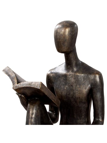 GILDE Skulptur Reading bronzefarben - (H) 80 cm