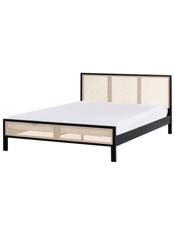 Beliani Doppelbett SALERNAS in Schwarz/Braun - (W) 166 x (H) 100 x (L) 206 cm