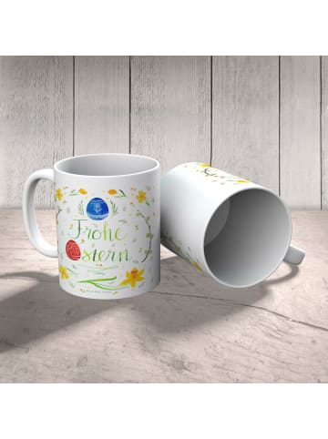Mr. & Mrs. Panda Kindertasse Ostern Frohe Ostern mit Spruch in Weiß