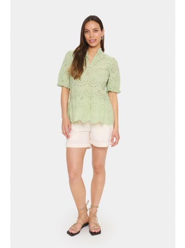 SAINT TROPEZ Kurzarm-Bluse GeleksaSZ Gerade Passform in Smoke Green