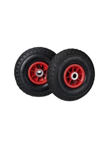 relaxdays 2x Sackkarrenrad 3.00 4 in Schwarz Rot