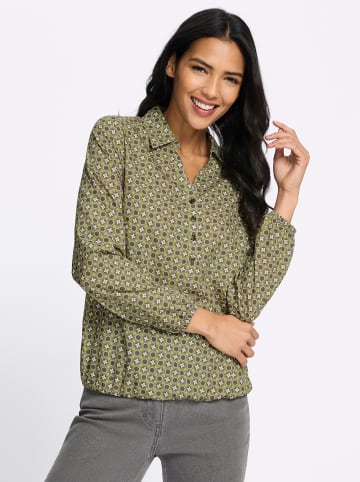 Sieh an! Schlupfbluse in oliv-schilf-bedruckt