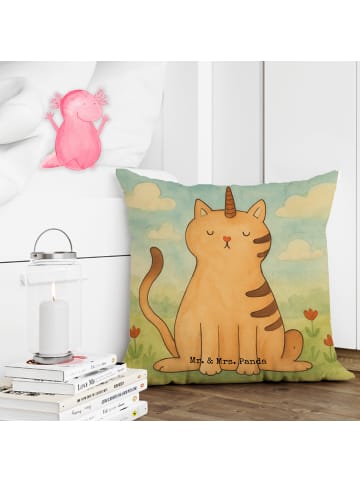 Mr. & Mrs. Panda Dekokissen Einhorn Katze Design ohne Spruch in Weiß