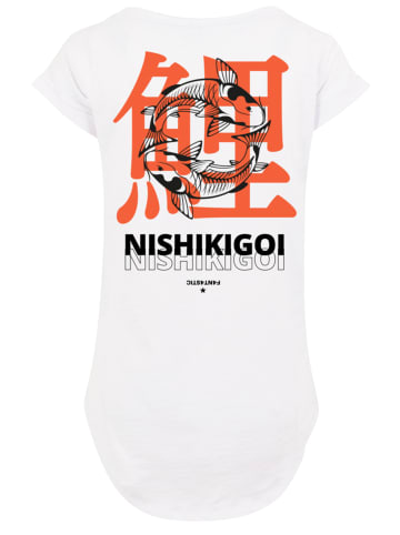 F4NT4STIC Long Cut T-Shirt Nishikigoi Koi Japan Grafik in weiß