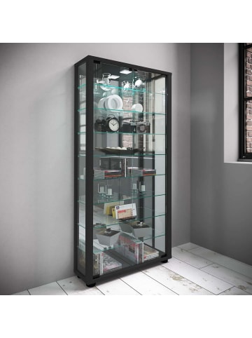 ebuy24 Vitrinenschrank LumoMaxi 10 Schwarz 59 x 18 cm
